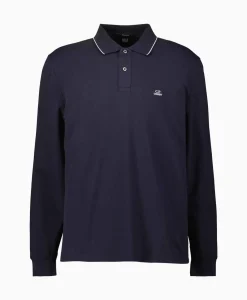 Polo's^Cp Company Polo Stretch Piquet Regular Long Sleeve Donker Blauw