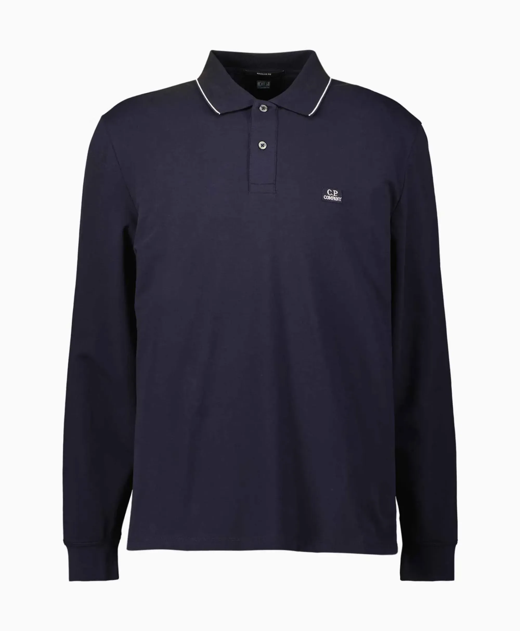 Polo's^Cp Company Polo Stretch Piquet Regular Long Sleeve Donker Blauw