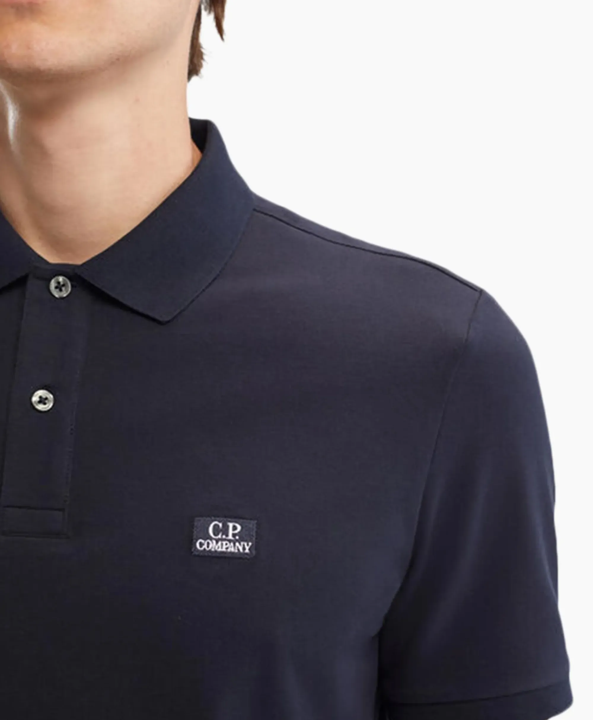 Polo's^Cp Company Polo Stretch Piquet Regular Donker Blauw
