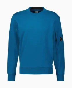 Truien^Cp Company Sweater Diagonal Raised Fleece Blauw