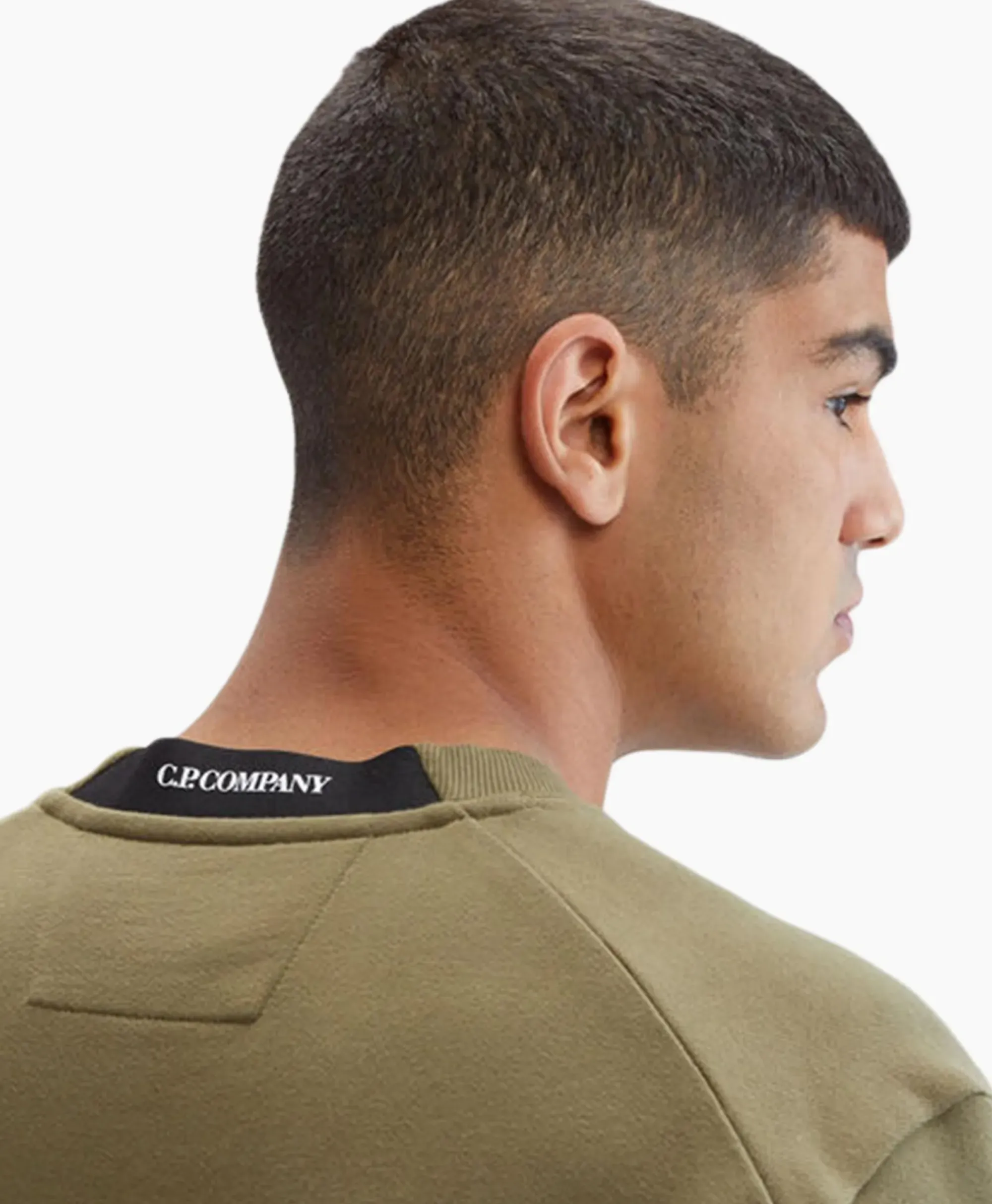 Truien^Cp Company Sweater Diagonal Raised Fleece Groen