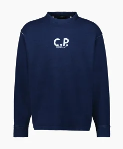 Truien^Cp Company Sweater Indigo Fleece Blauw