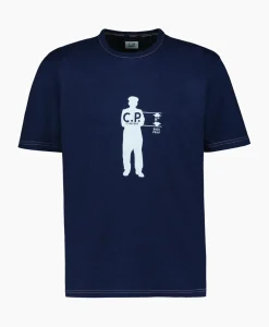 T-Shirts^Cp Company T-Shirt Indigo Jersey Blauw