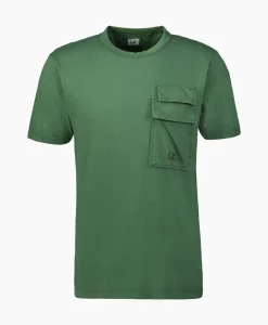 T-Shirts^Cp Company T-Shirt Korte Mouw Jersey Flap Pocket Groen