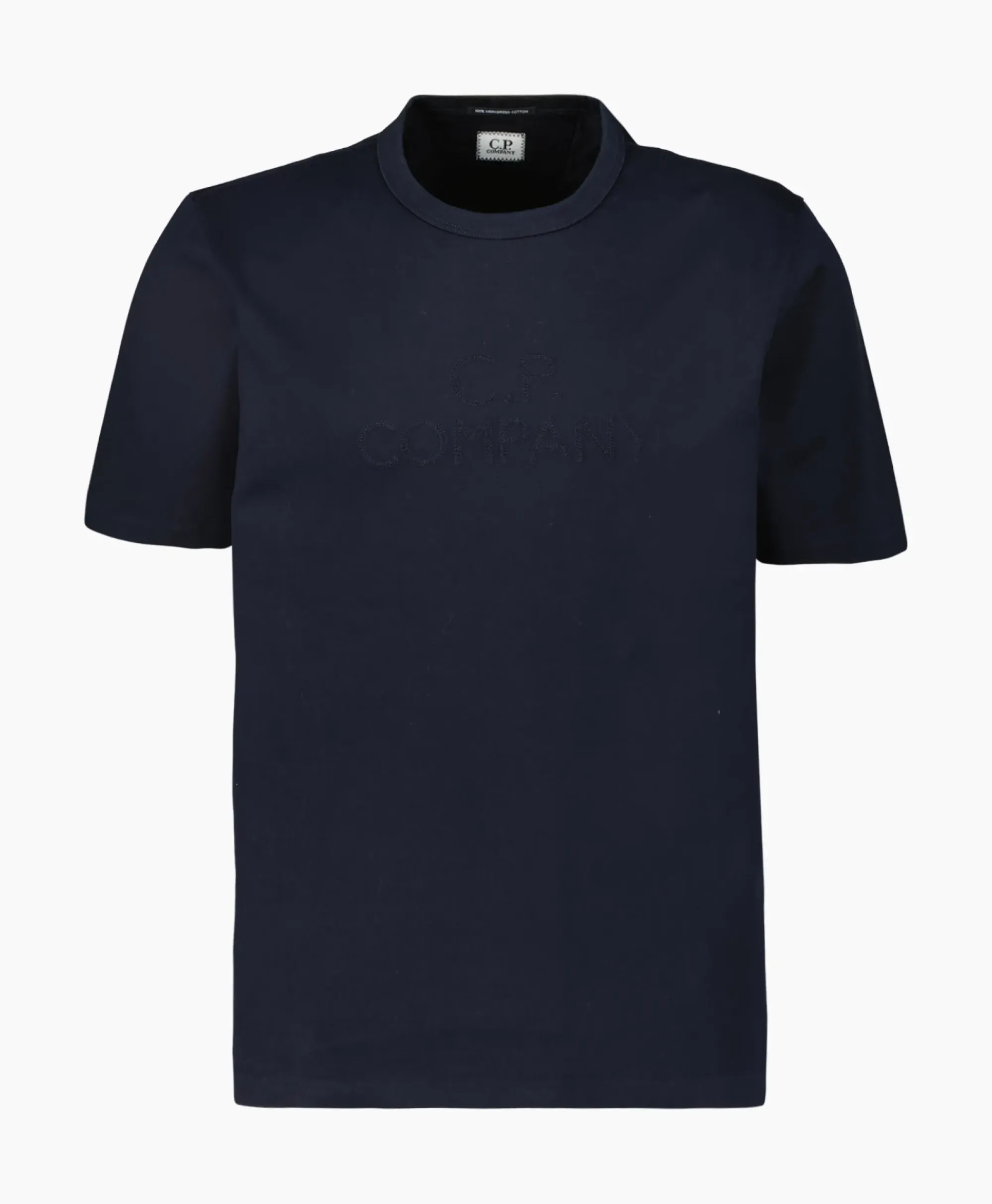 T-Shirts^Cp Company T-Shirt Mercerized Jersey Twisted Logo Donker Blauw