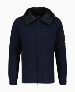 Vesten^Cp Company Vest Cotton Mixed Hooded Knit Donker Blauw