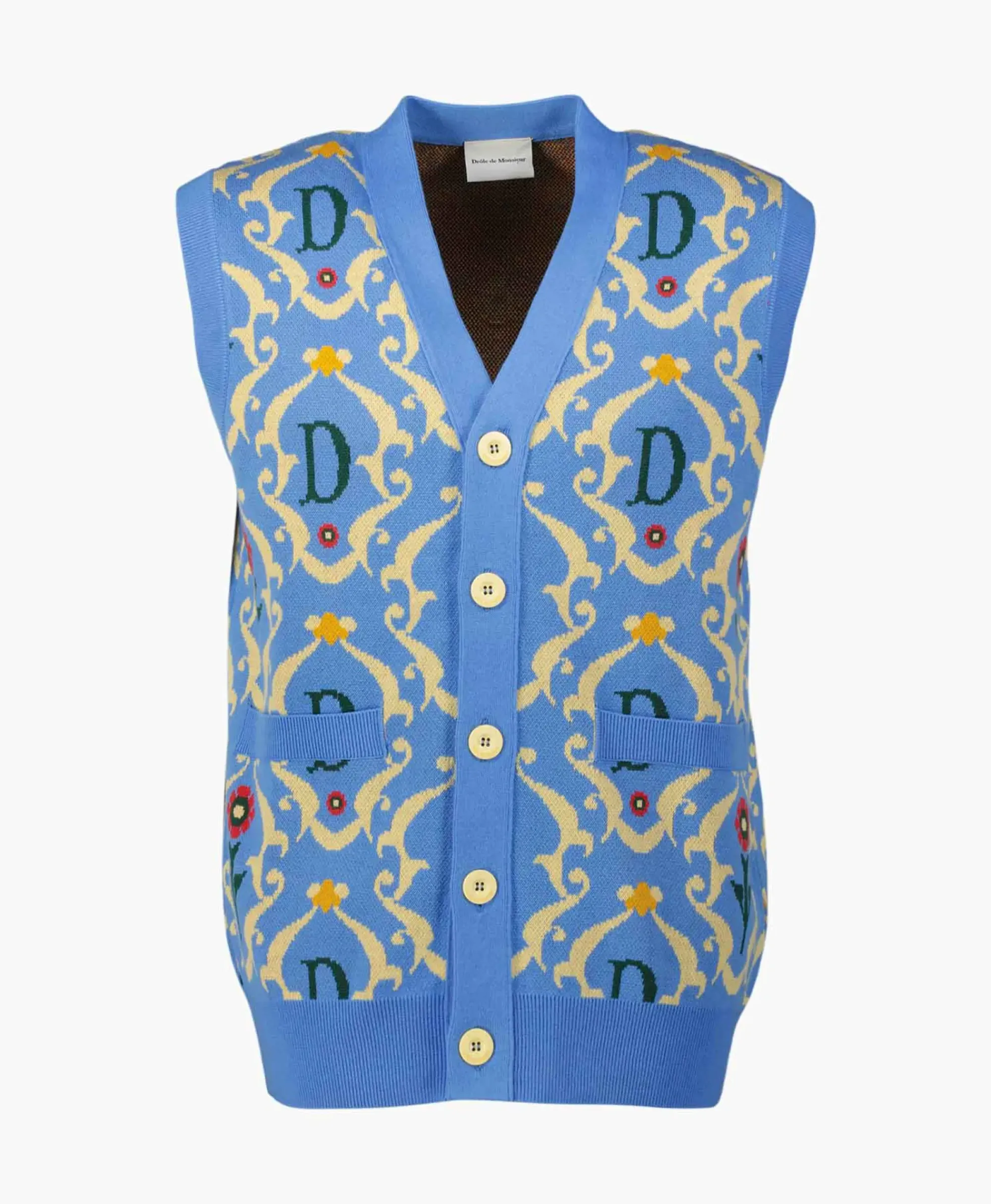Vesten^Drole De Monsieur Vest La Sans Manches Ornements Blauw