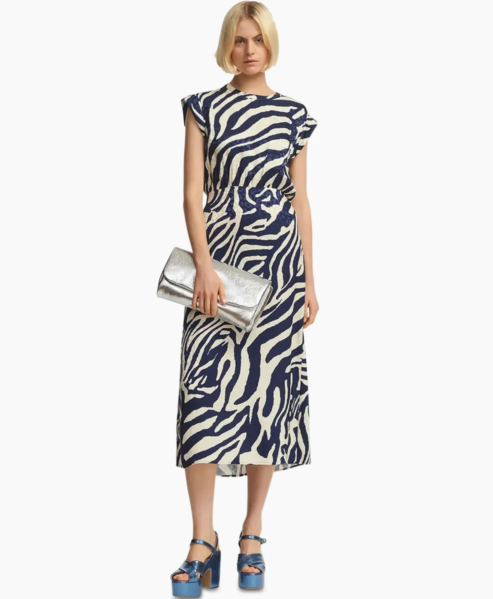 Bruiloftskleding^Essentiel Antwerp Midi Jurk Fayola Blauw