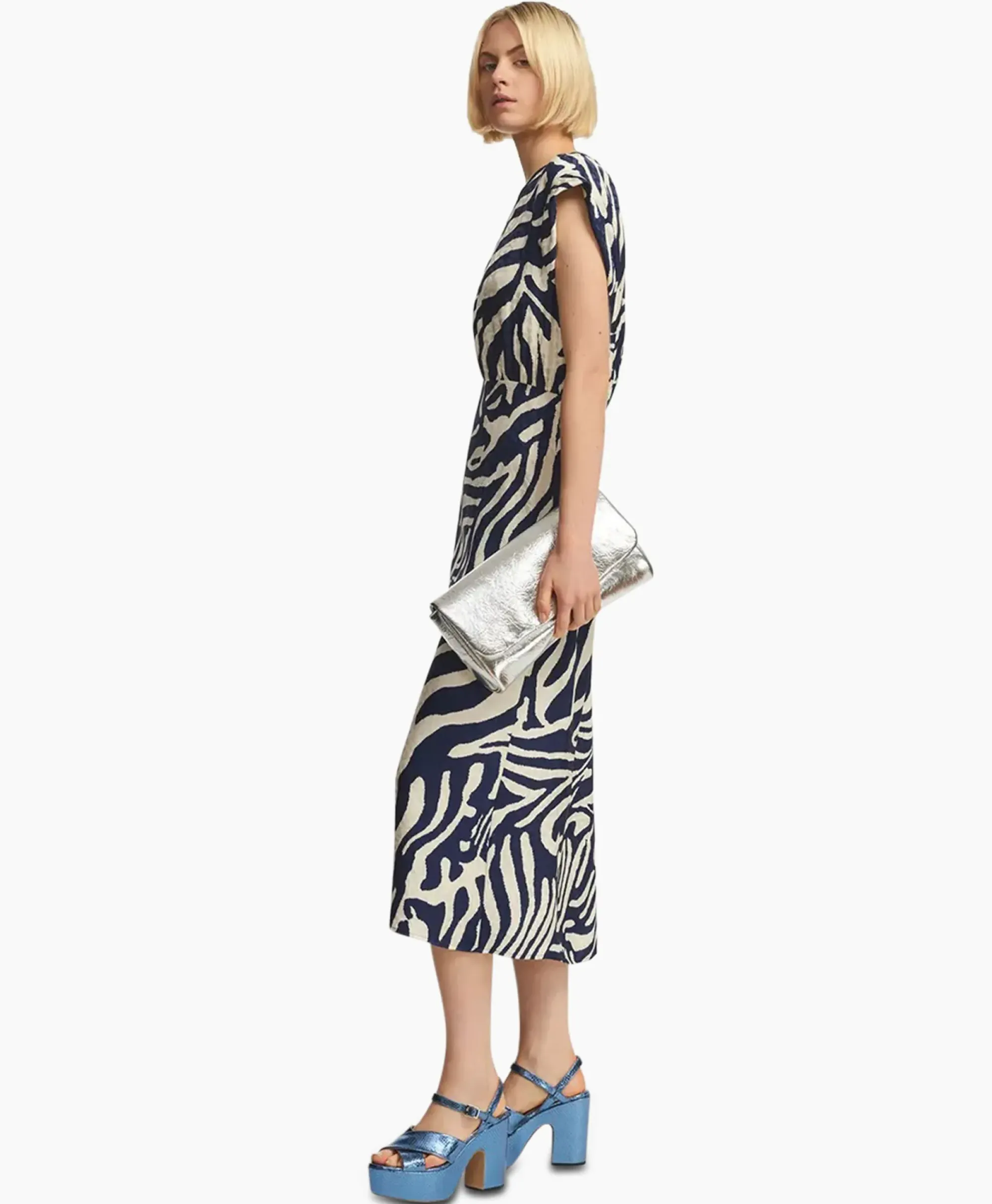 Bruiloftskleding^Essentiel Antwerp Midi Jurk Fayola Blauw