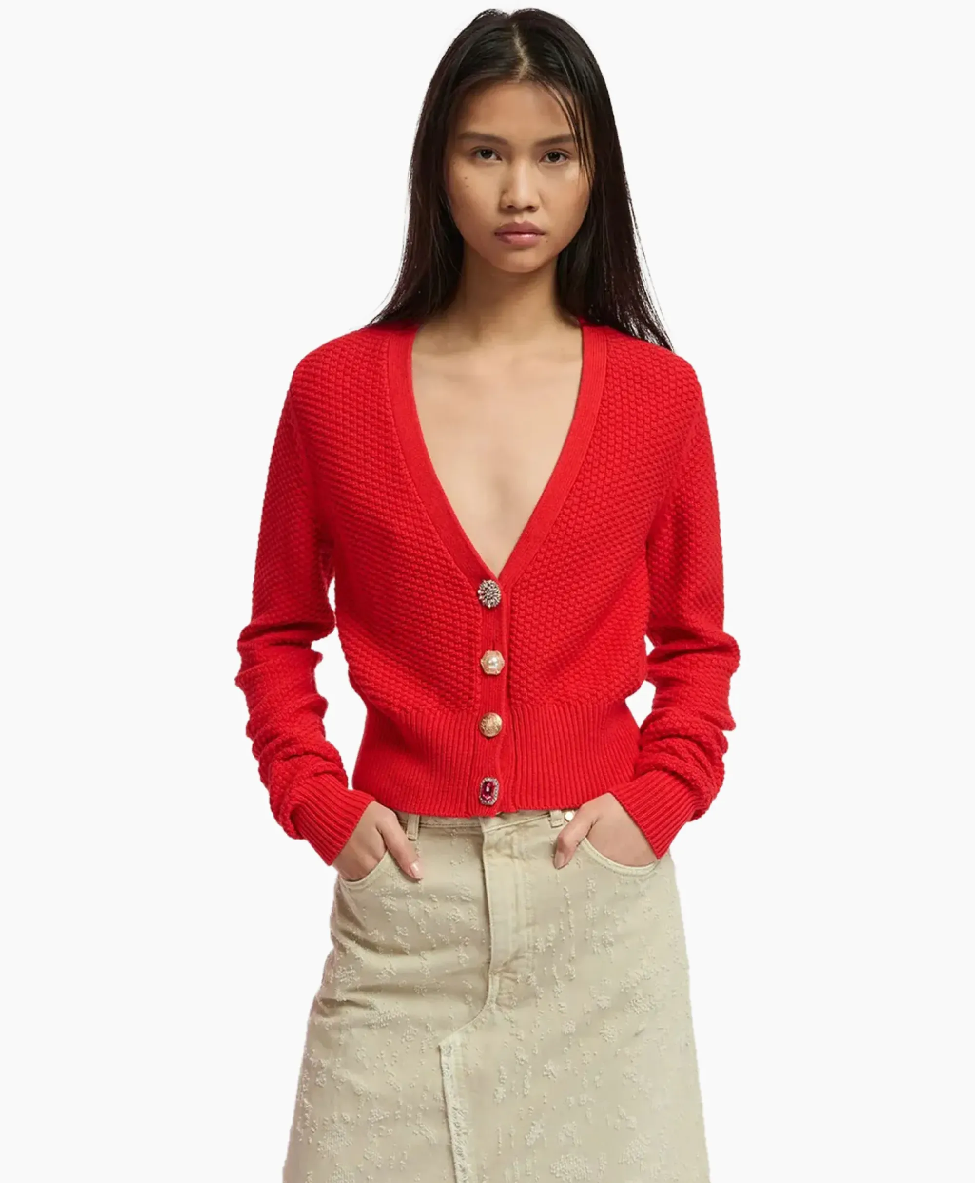 Vesten^Essentiel Antwerp Vest Farah Midden Rood