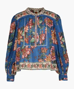 Blouses^Farm Rio Blouse Wonderful Bouquet Blue Blauw