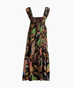 Bruiloftskleding^Farm Rio Maxi Jurk Cool Foliage Black Sleeveless Zwart