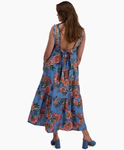 Bruiloftskleding^Farm Rio Maxi Jurk Wonderful Bouquet Blue Sleeveless Blauw
