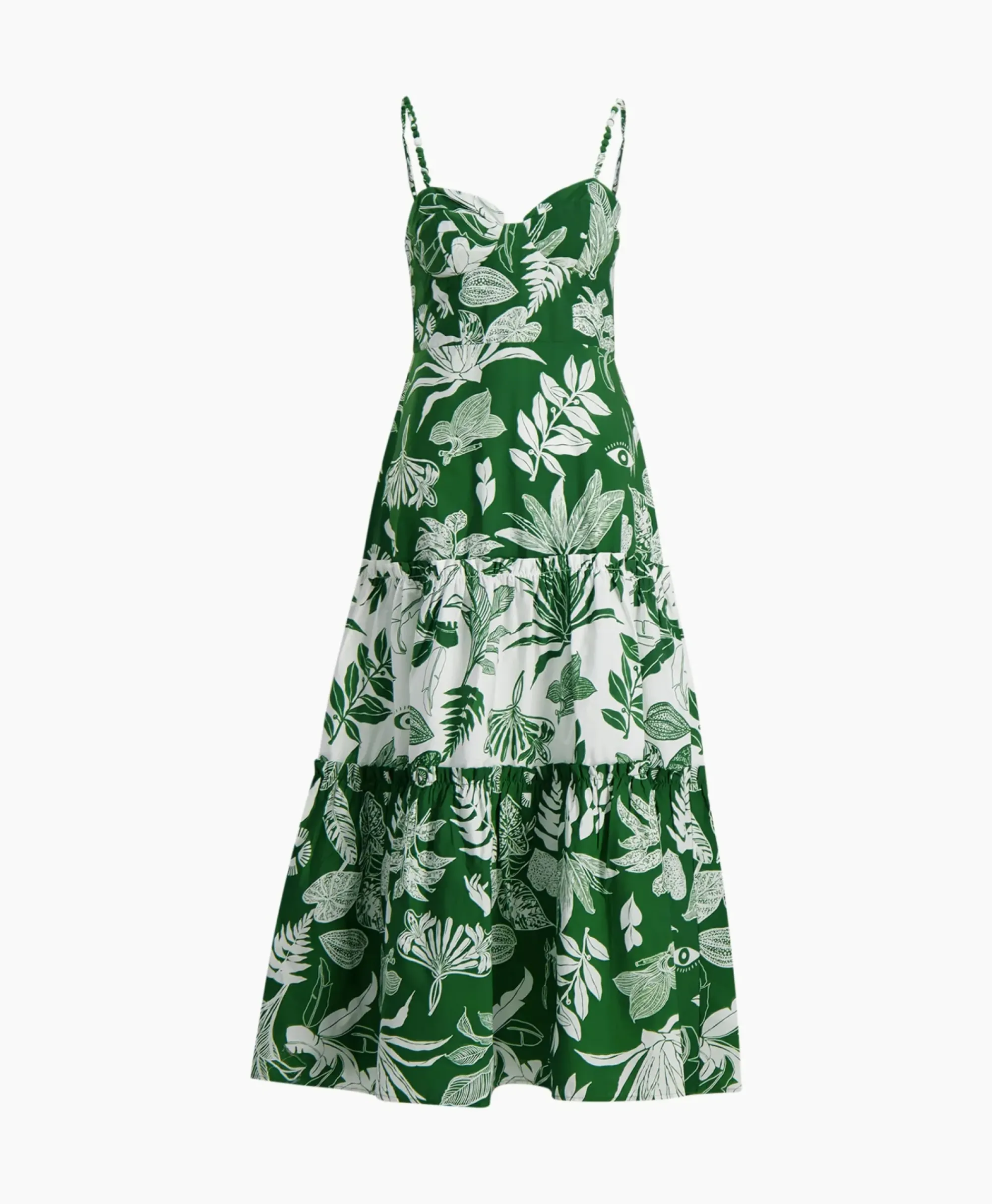 Bruiloftskleding^Farm Rio Midi Jurk Forest Soul Mix Groen