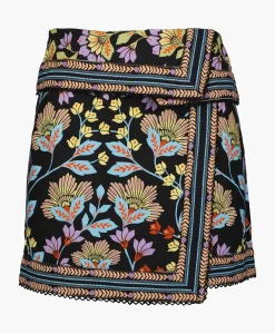 Rokken^Farm Rio Minirok Flowery Black Zwart