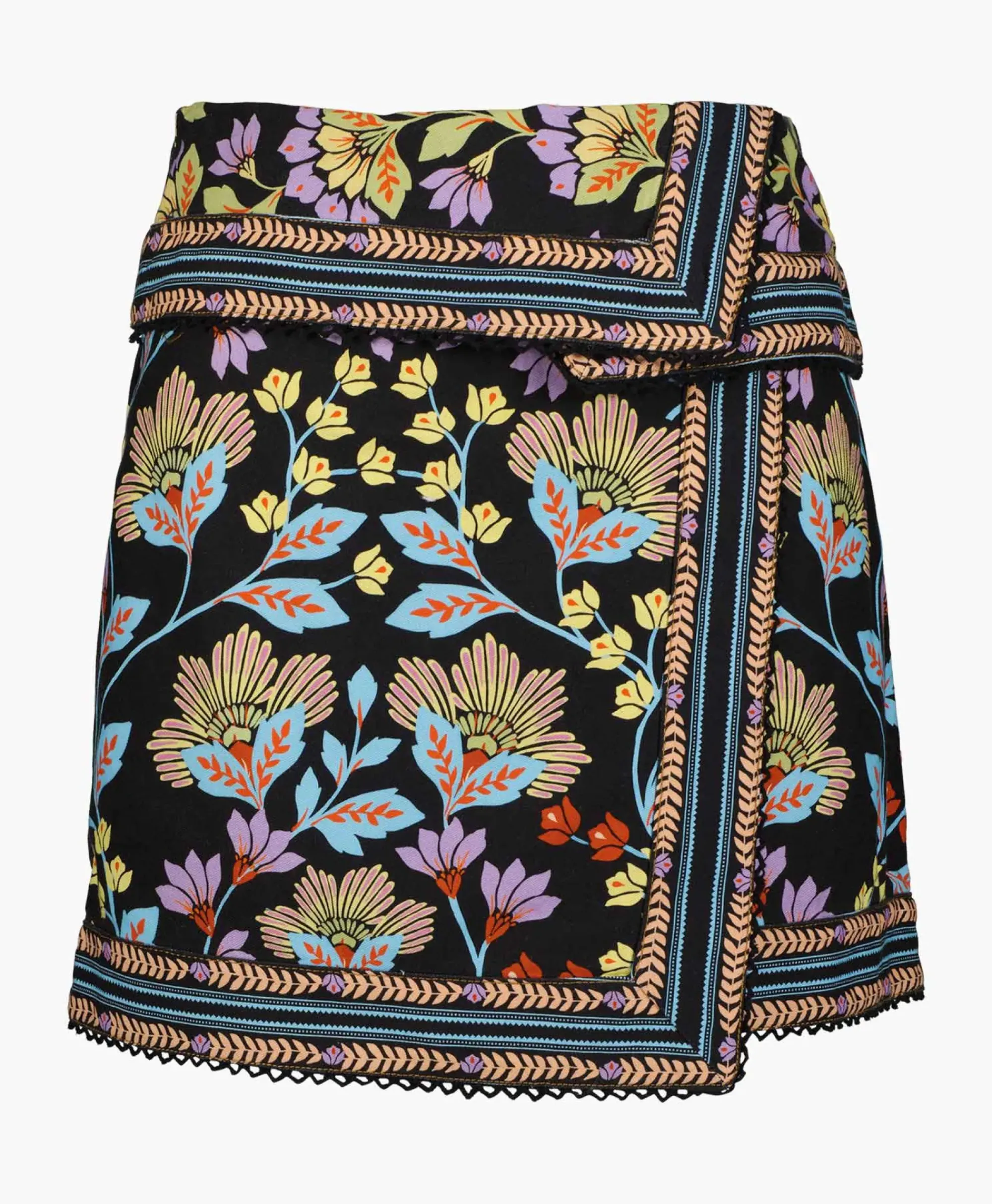 Rokken^Farm Rio Minirok Flowery Black Zwart