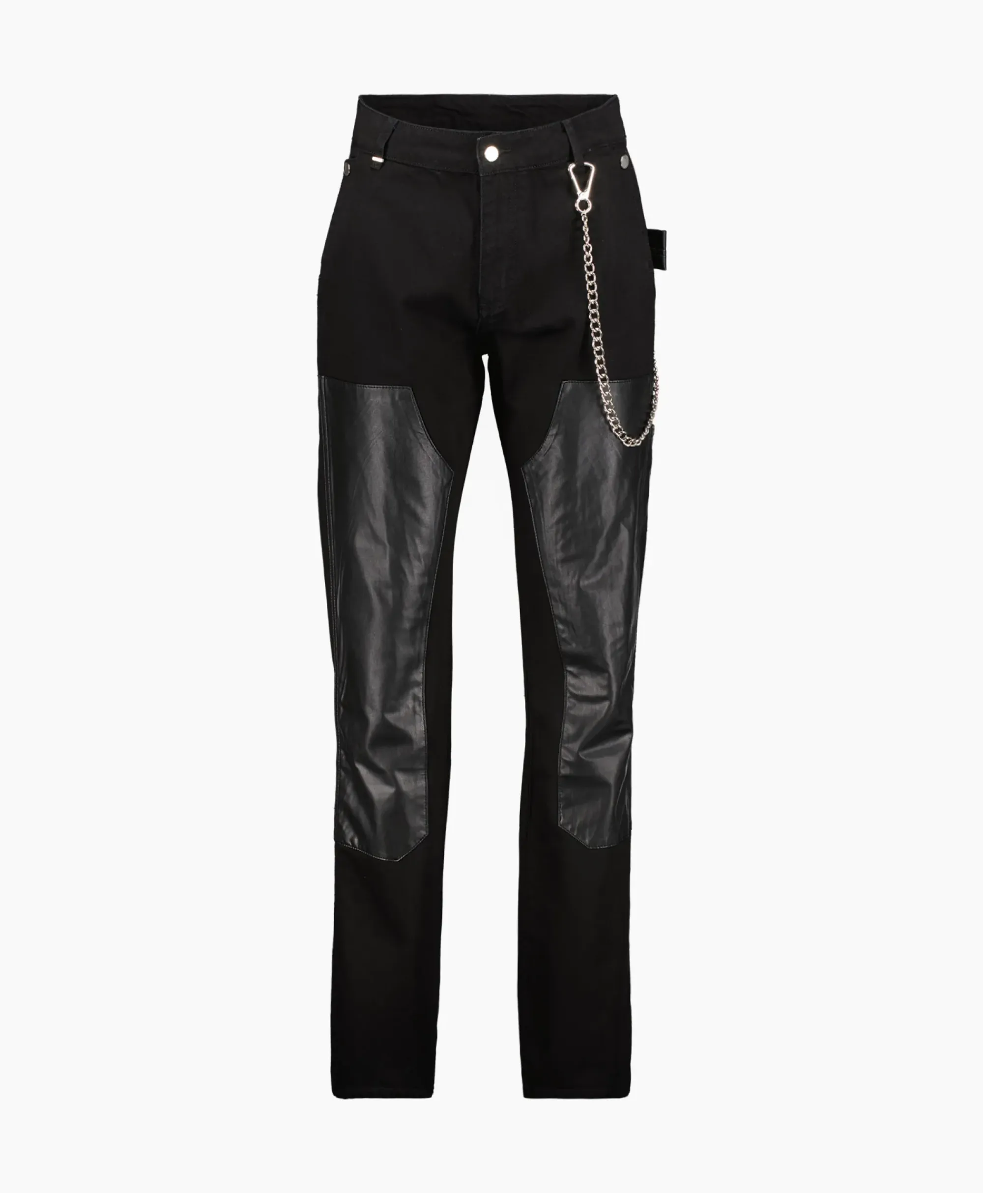 Broeken^Flâneur Flaneur Jeans Carpenter Straight With Leather Patches Zwart