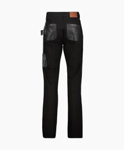 Broeken^Flâneur Flaneur Jeans Carpenter Straight With Leather Patches Zwart