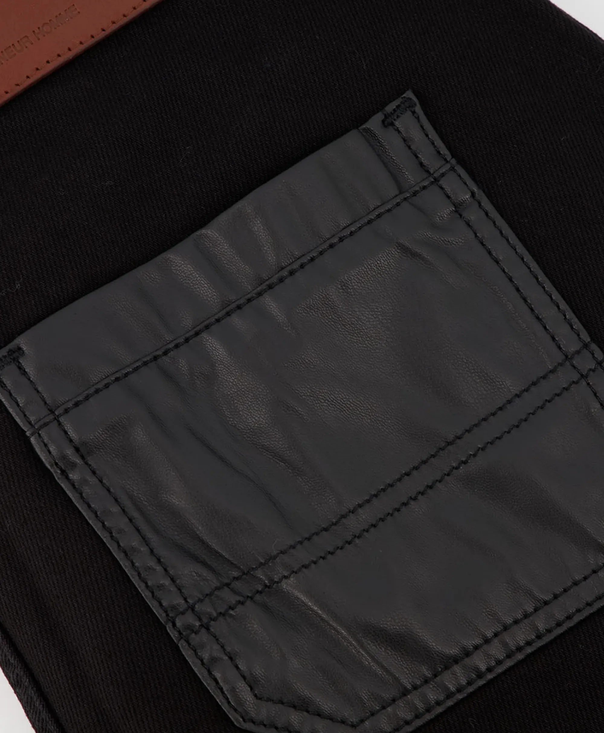 Broeken^Flâneur Flaneur Jeans Carpenter Straight With Leather Patches Zwart