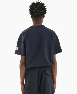 T-Shirts^Flâneur Flaneur T-Shirt Korte Mouw Atelier Sleeve Amblem Donker Blauw