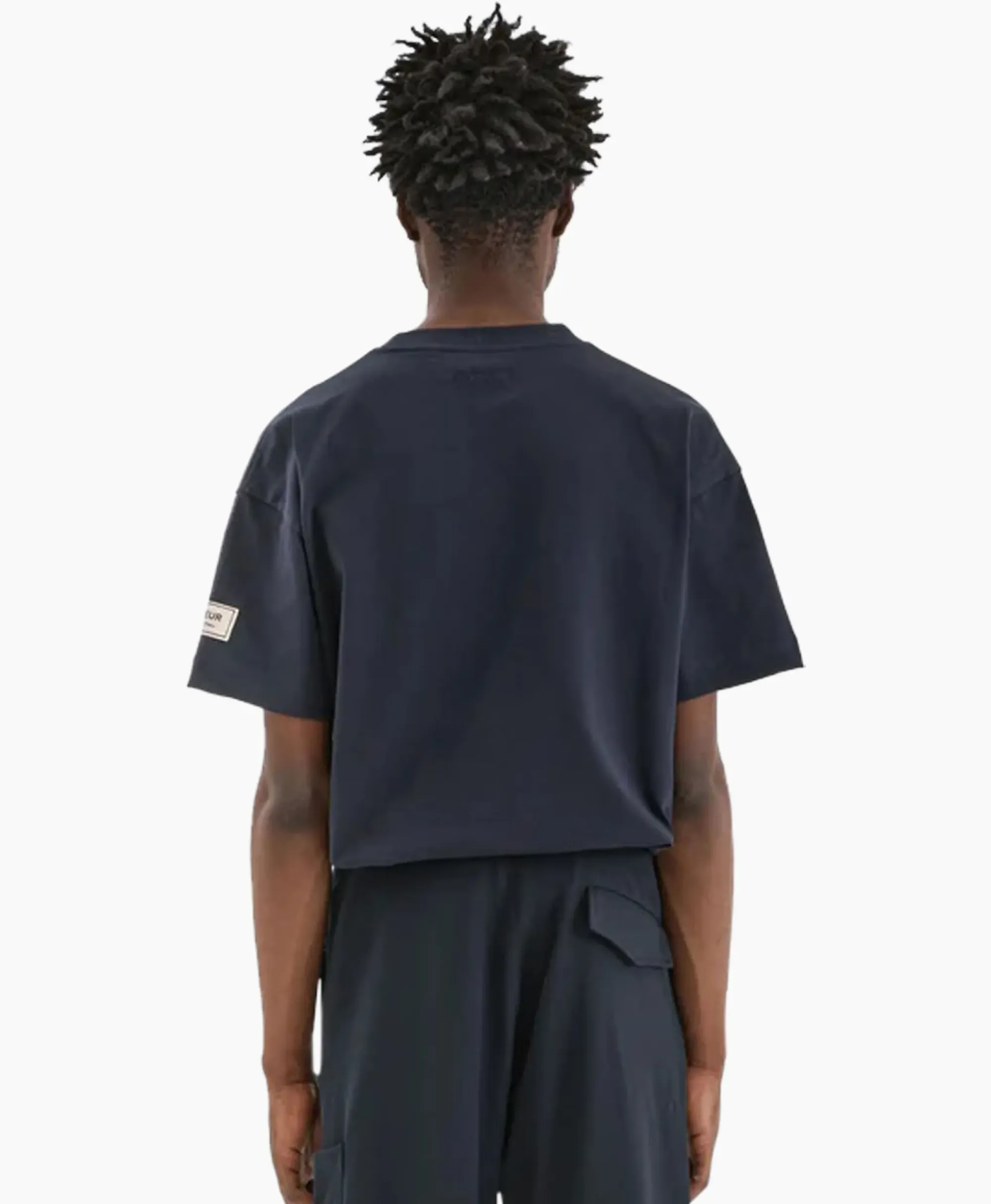 T-Shirts^Flâneur Flaneur T-Shirt Korte Mouw Atelier Sleeve Amblem Donker Blauw