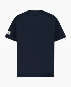 T-Shirts^Flâneur Flaneur T-Shirt Korte Mouw Atelier Sleeve Amblem Donker Blauw