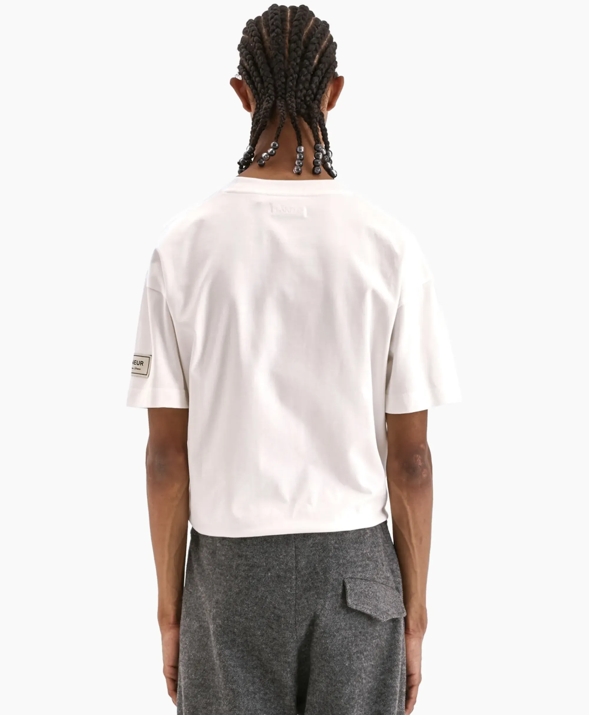 T-Shirts^Flâneur Flaneur T-Shirt Korte Mouw Atelier Sleeve Emblem Wit
