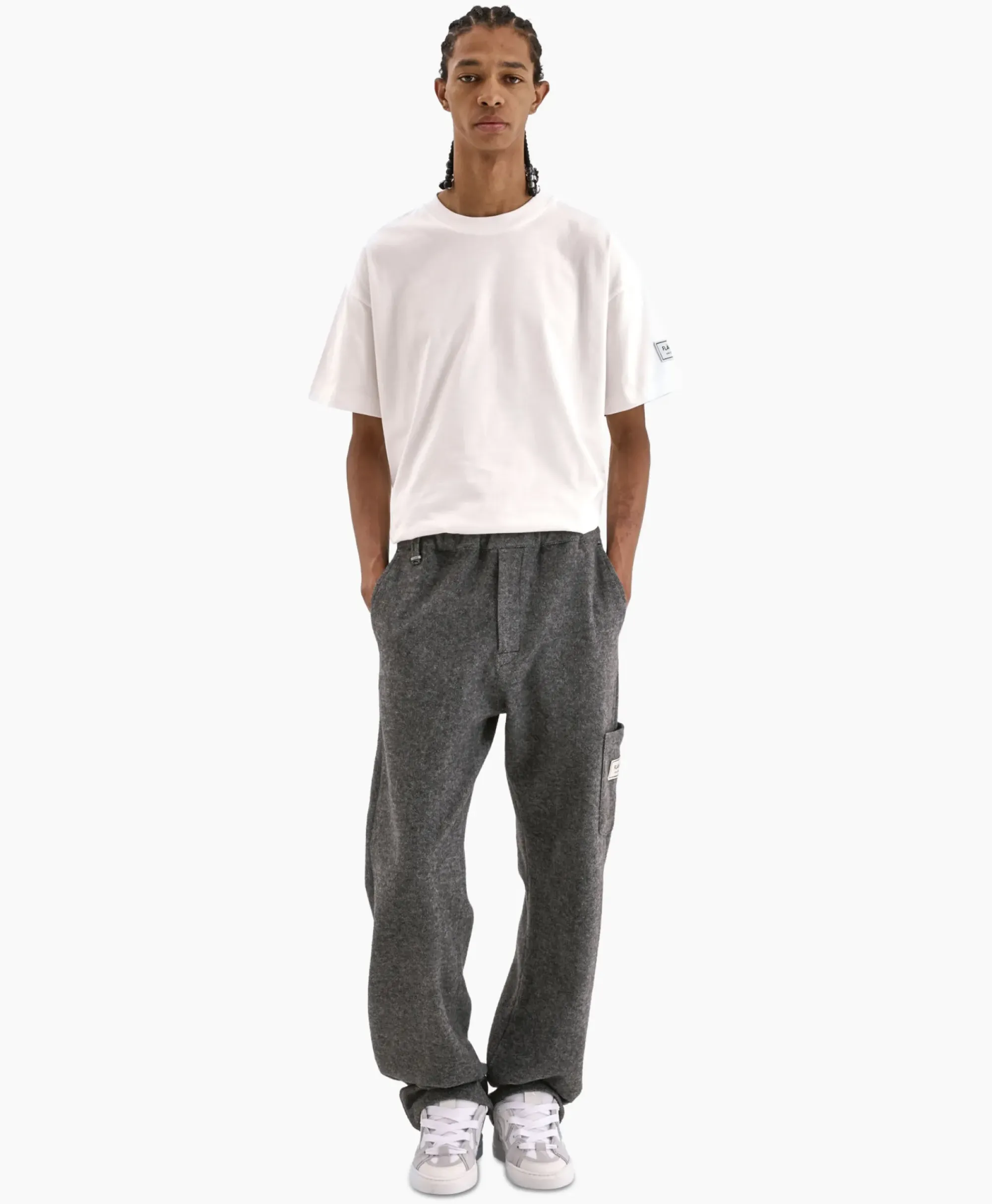 T-Shirts^Flâneur Flaneur T-Shirt Korte Mouw Atelier Sleeve Emblem Wit