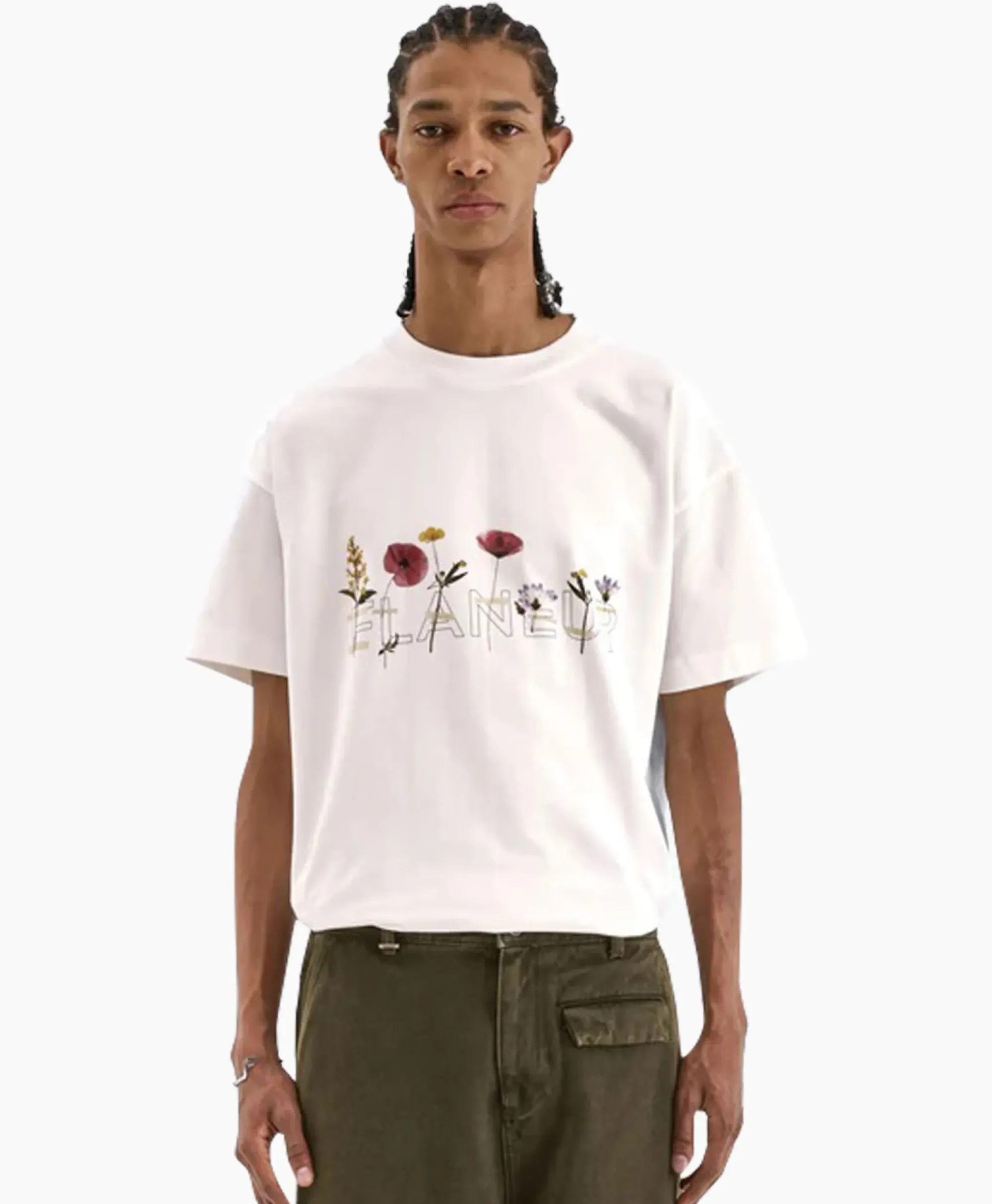 T-Shirts^Flâneur Flaneur T-Shirt Korte Mouw Botanical Wit