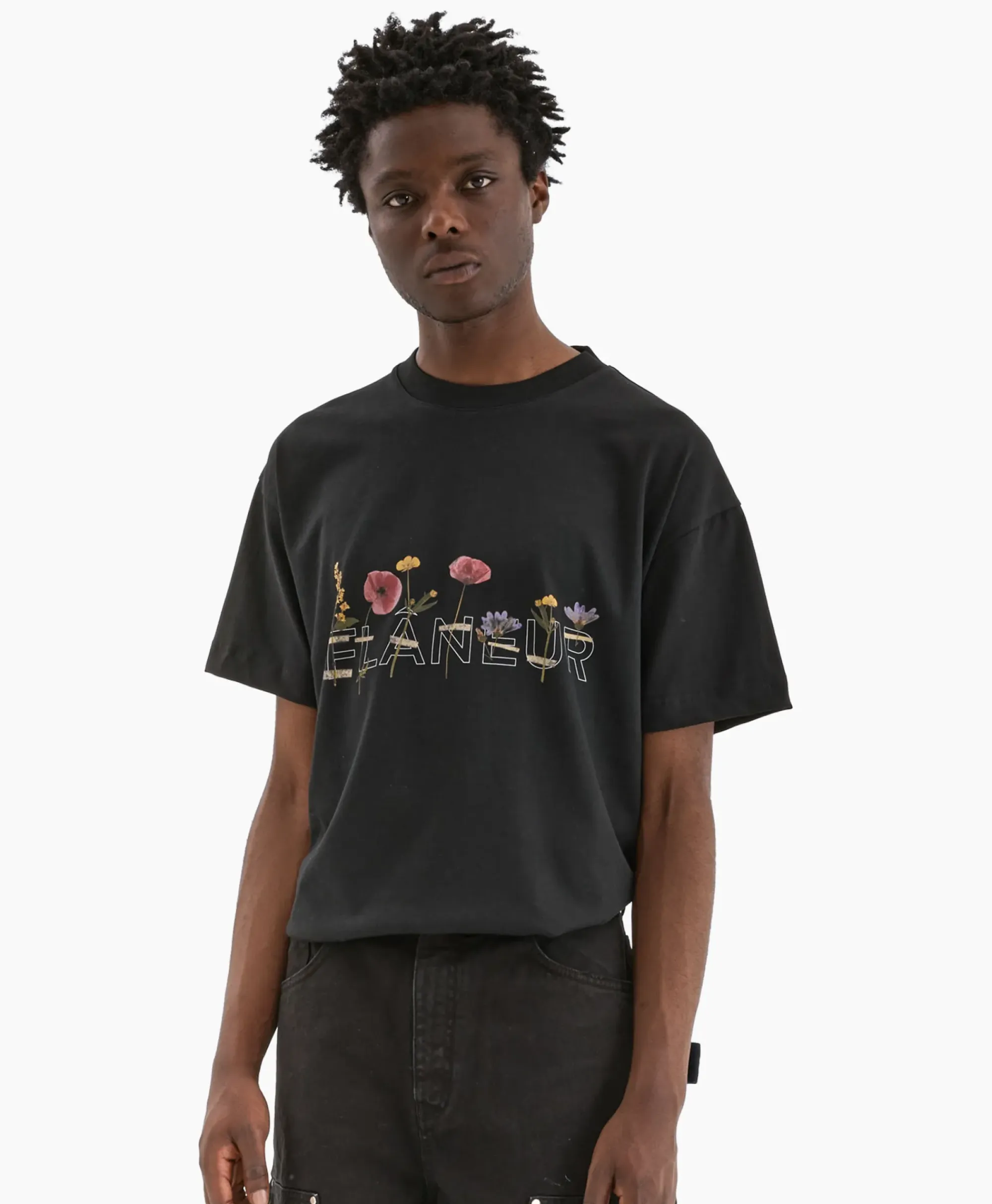 T-Shirts^Flâneur Flaneur T-Shirt Korte Mouw Botanical Zwart