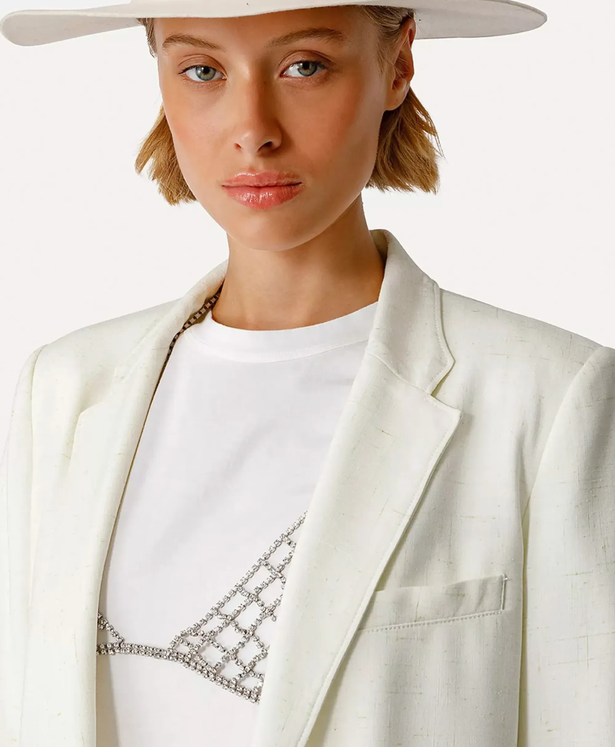 Blazers^Forte_forte Blazer Tweed Viscose Silk Jacket Off White