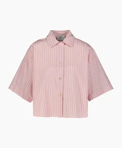 Blouses^Forte_forte Blouse Chic Striped Taffetas Half Sleeves Boxy Rose