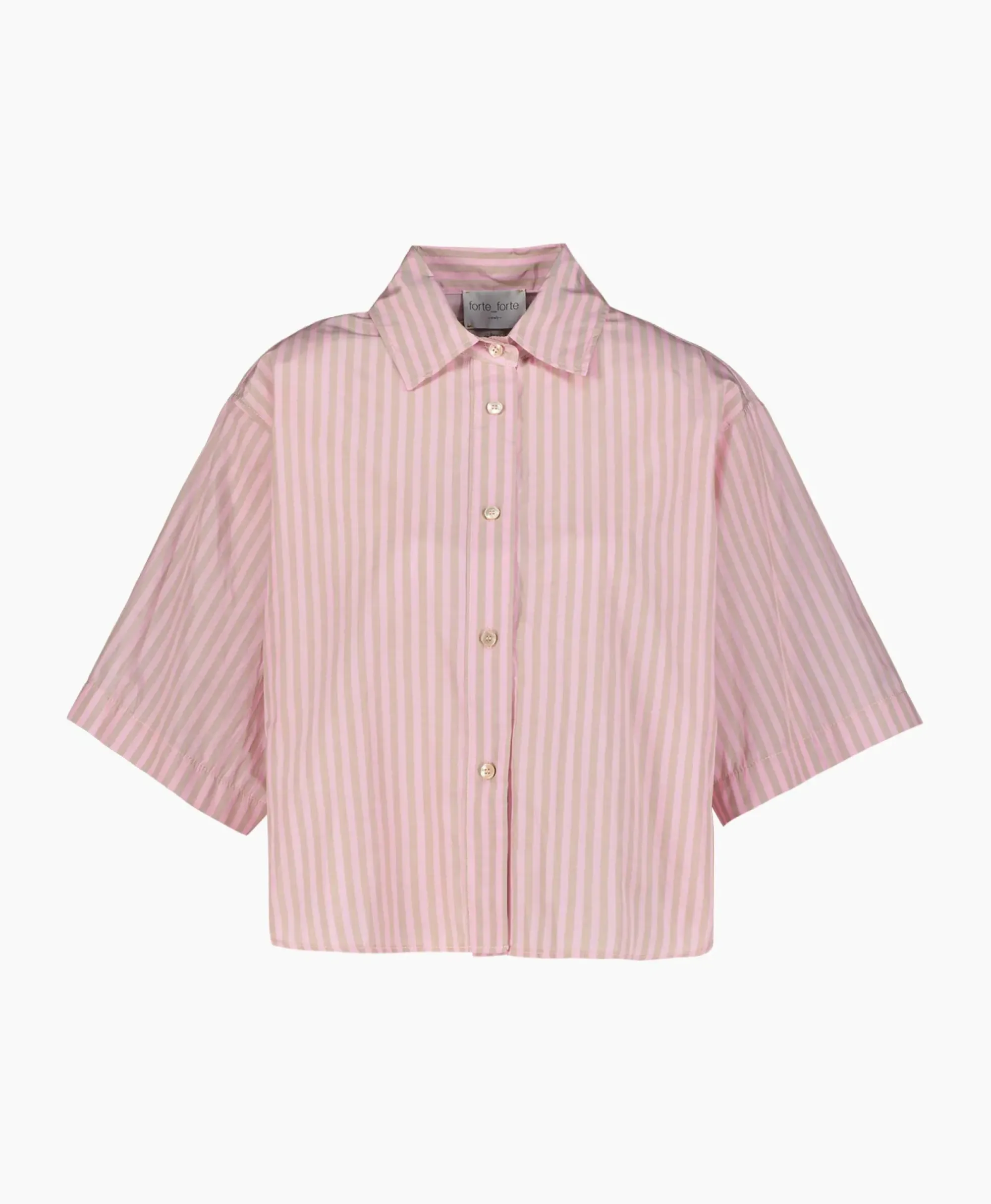 Blouses^Forte_forte Blouse Chic Striped Taffetas Half Sleeves Boxy Rose