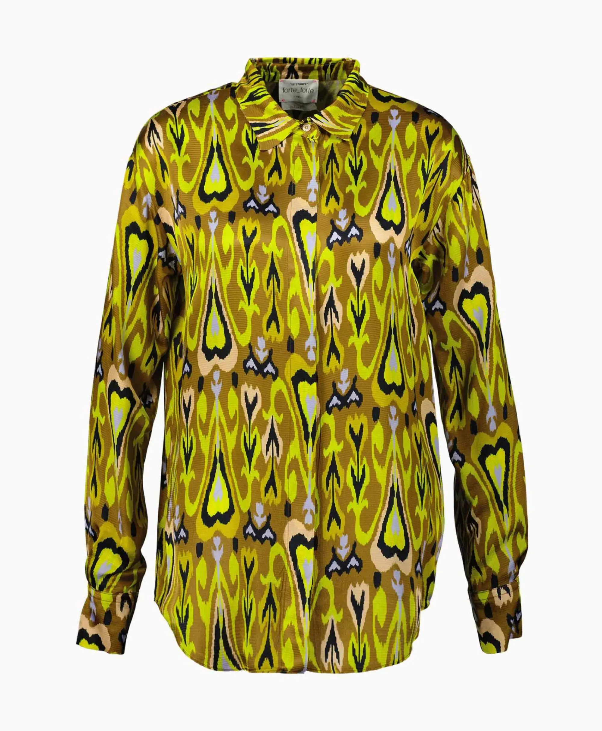 Blouses^Forte_forte Blouse Print Satin Shirt Norther Light Geel