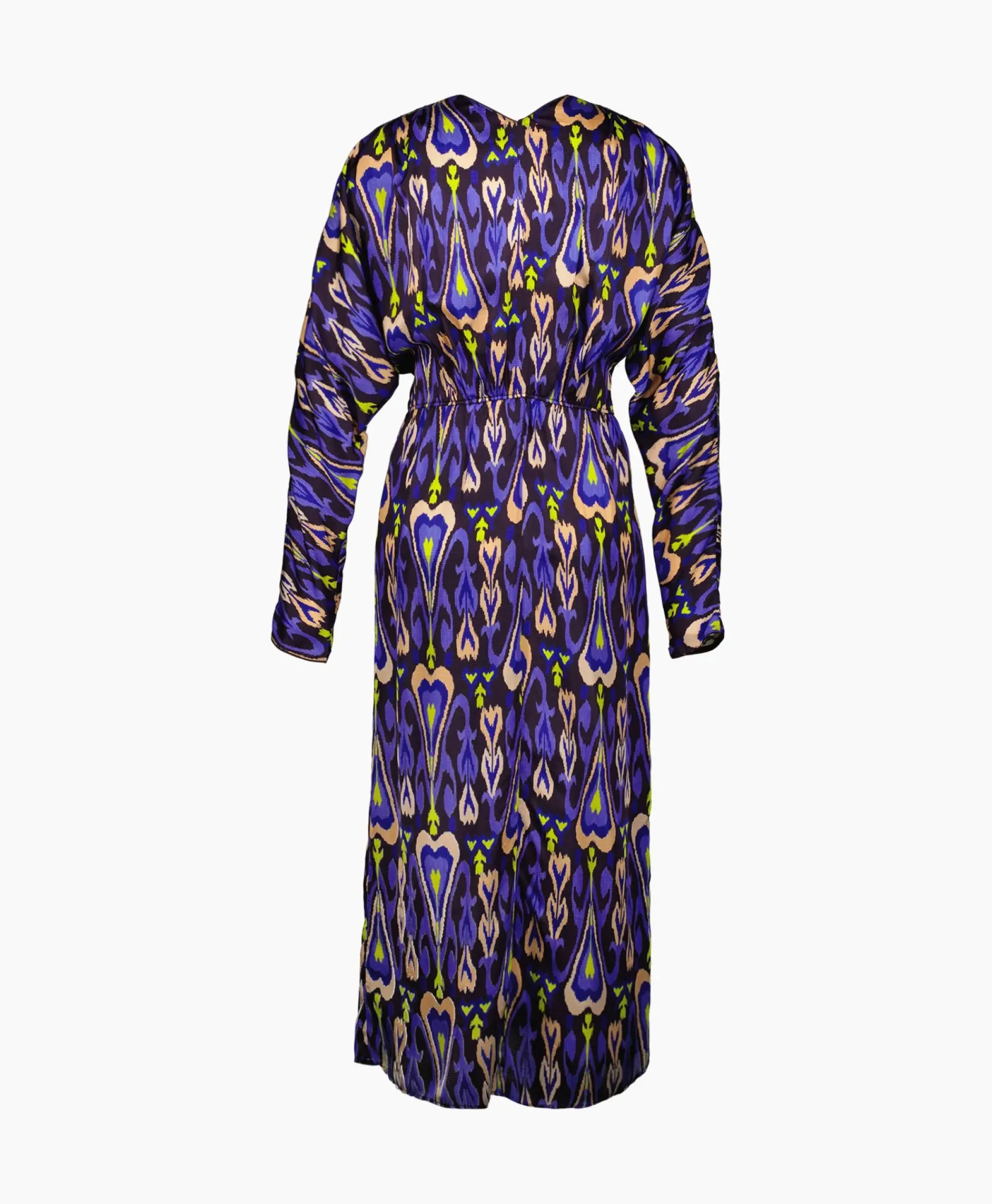 Jurken^Forte_forte Midi Jurk Print Satin Dress Norther Light Paars