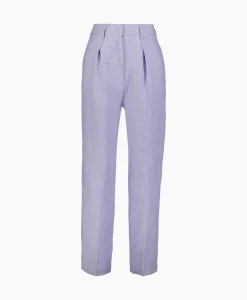 Broeken^Forte_forte Pantalon Chic Linen Herringbone High Waist Lila