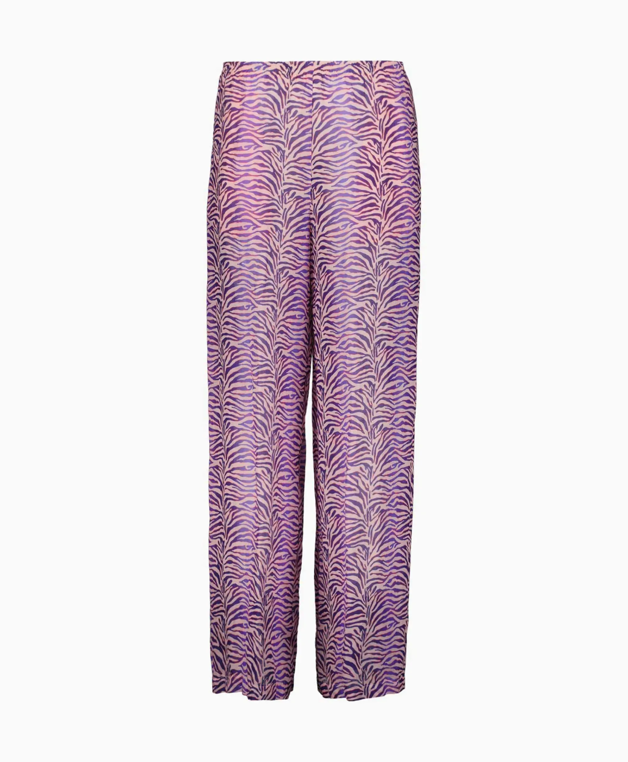 Broeken^Forte_forte Pantalon Heartbeat Print Ramie Muslin Paars