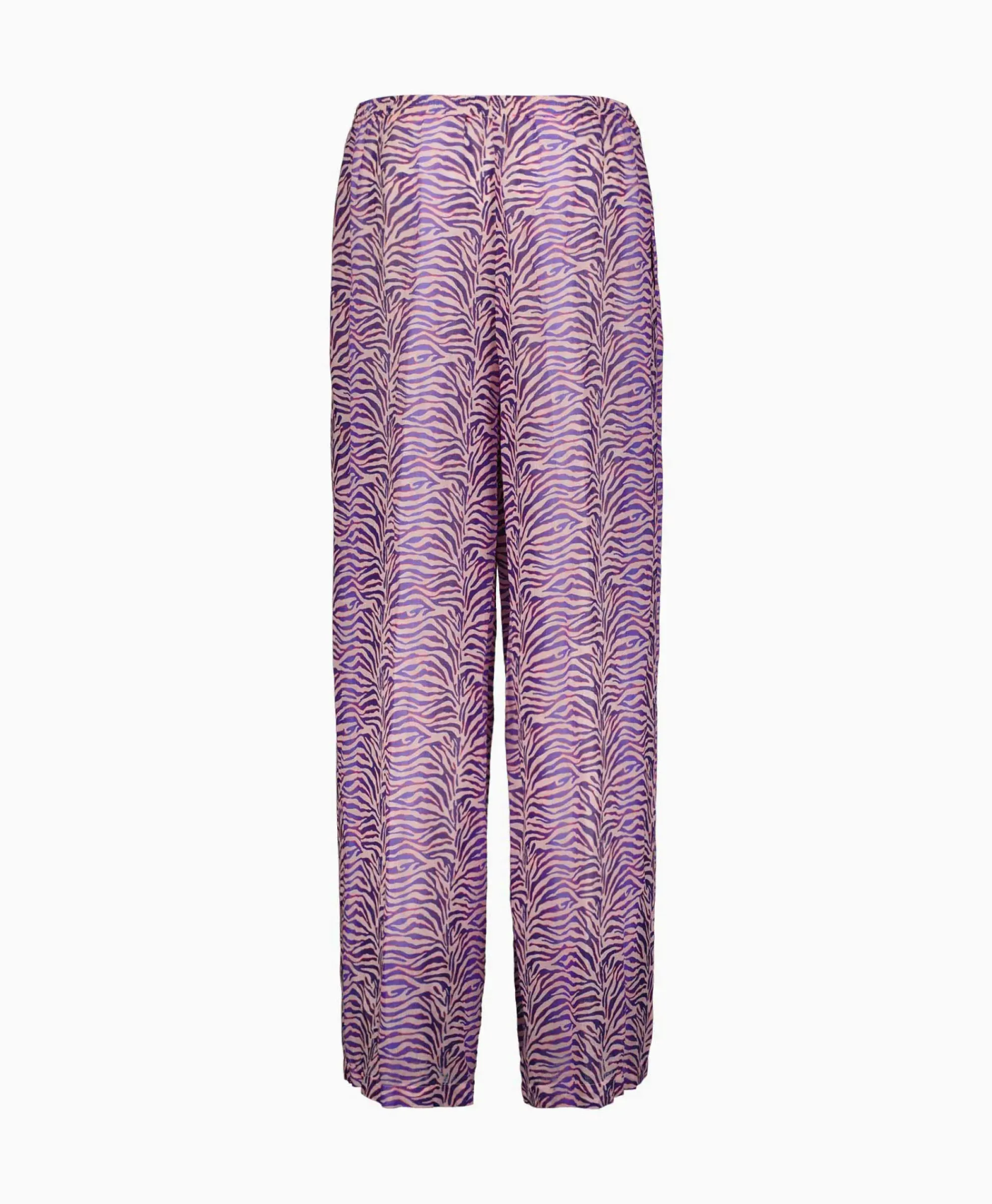 Broeken^Forte_forte Pantalon Heartbeat Print Ramie Muslin Paars