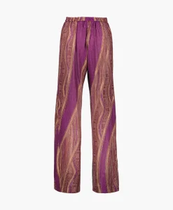Broeken^Forte_forte Pantalon Lurex Jacquard Jersey Flared Paars