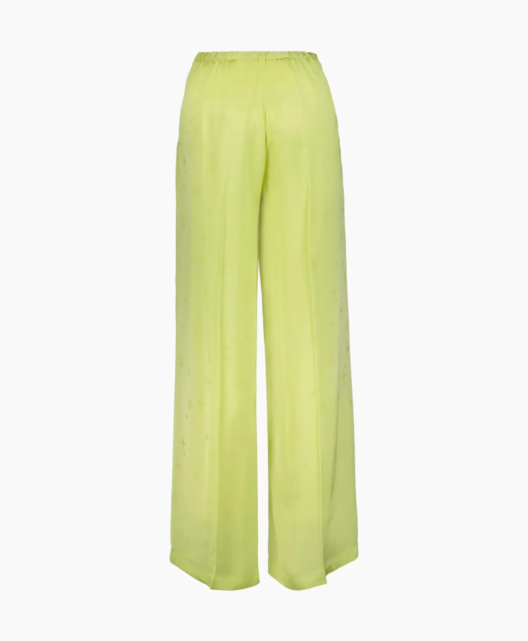 Broeken^Forte_forte Pantalon Toile Satin Jacquard Palazzo Geel