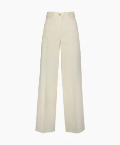 Broeken^Forte_forte Pantalon Viscose Cotton Chic Twill 5 Pockets Ecru