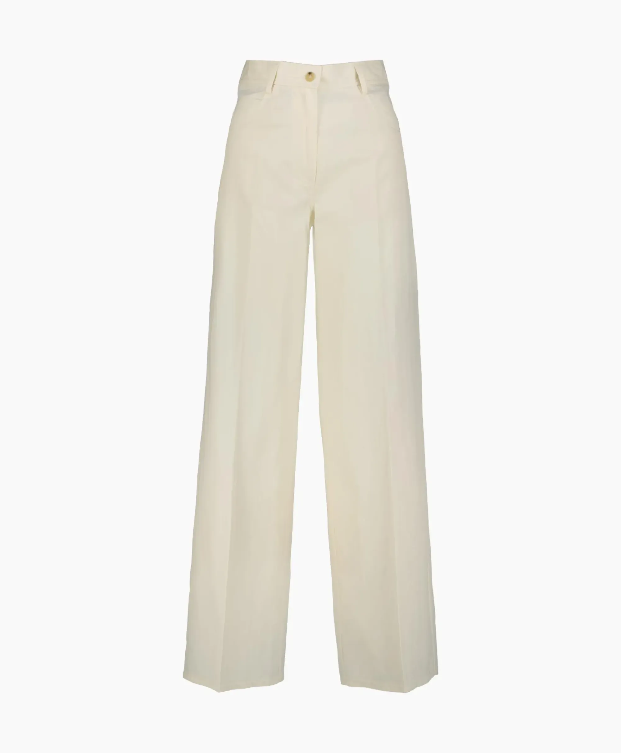 Broeken^Forte_forte Pantalon Viscose Cotton Chic Twill 5 Pockets Ecru