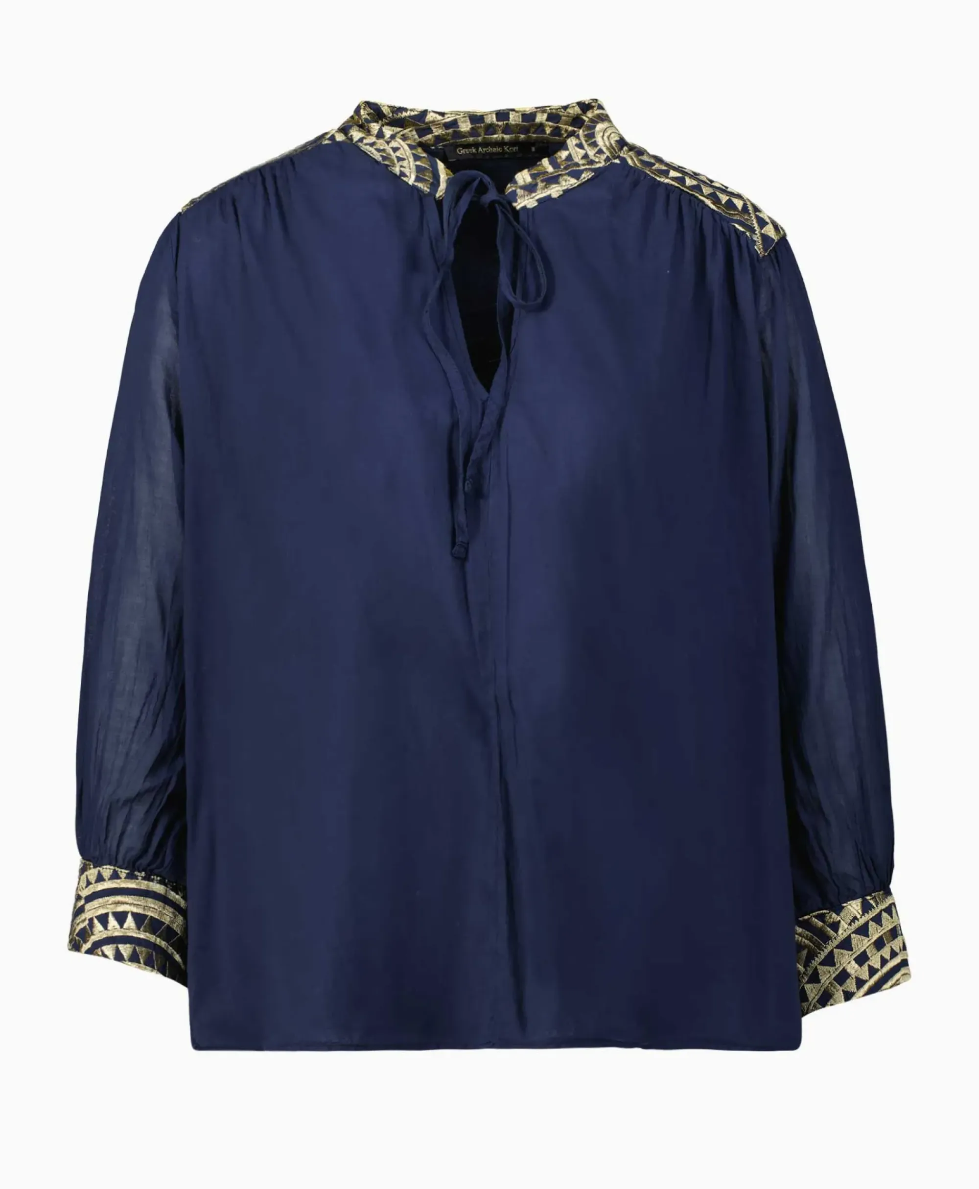 Blouses^Greek Archaic Kori Blouse All Over Drawstrings Donker Blauw