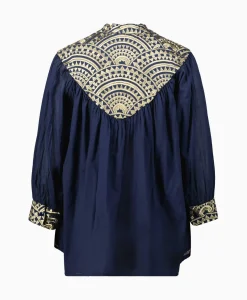 Blouses^Greek Archaic Kori Blouse All Over Drawstrings Donker Blauw