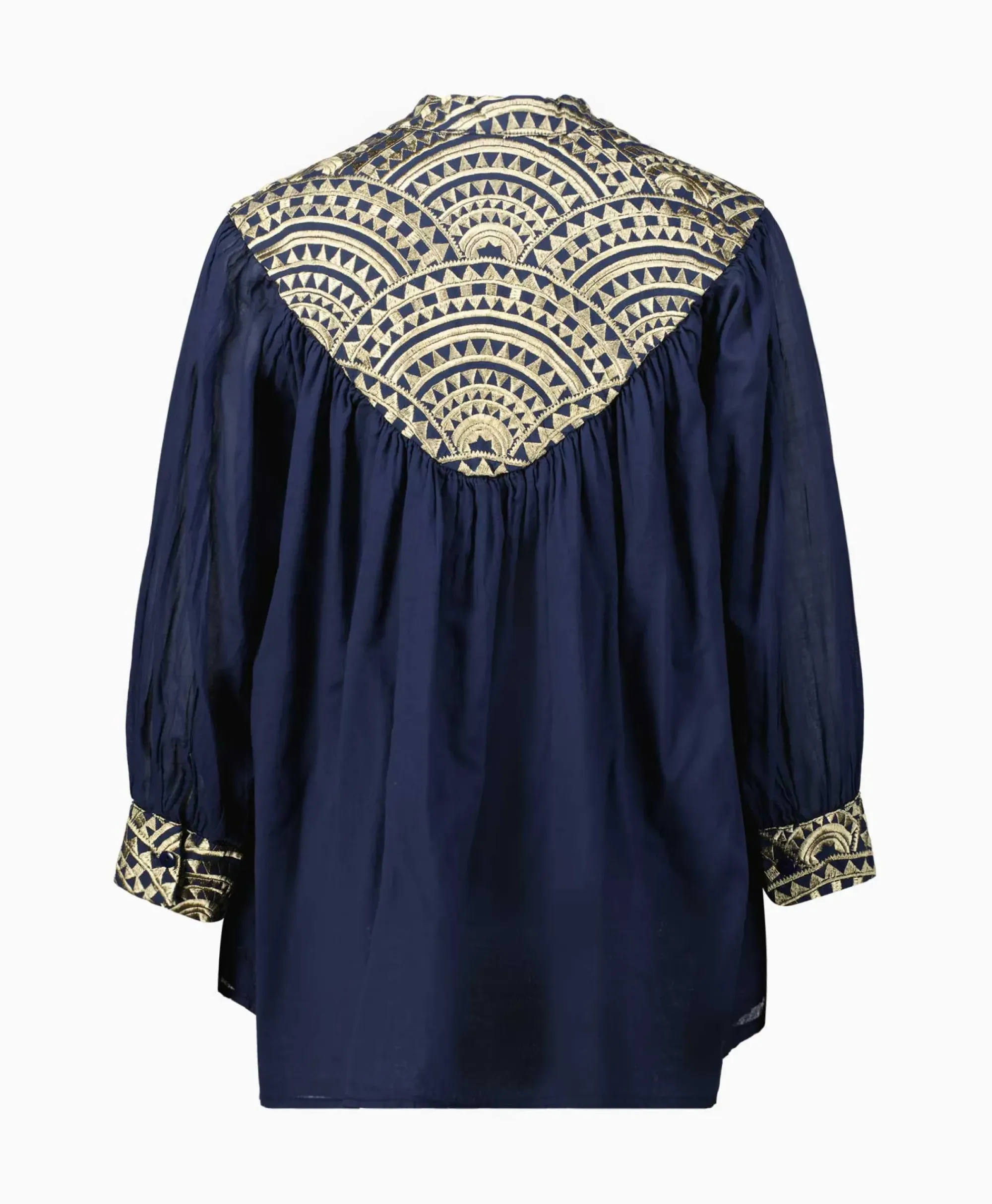 Blouses^Greek Archaic Kori Blouse All Over Drawstrings Donker Blauw