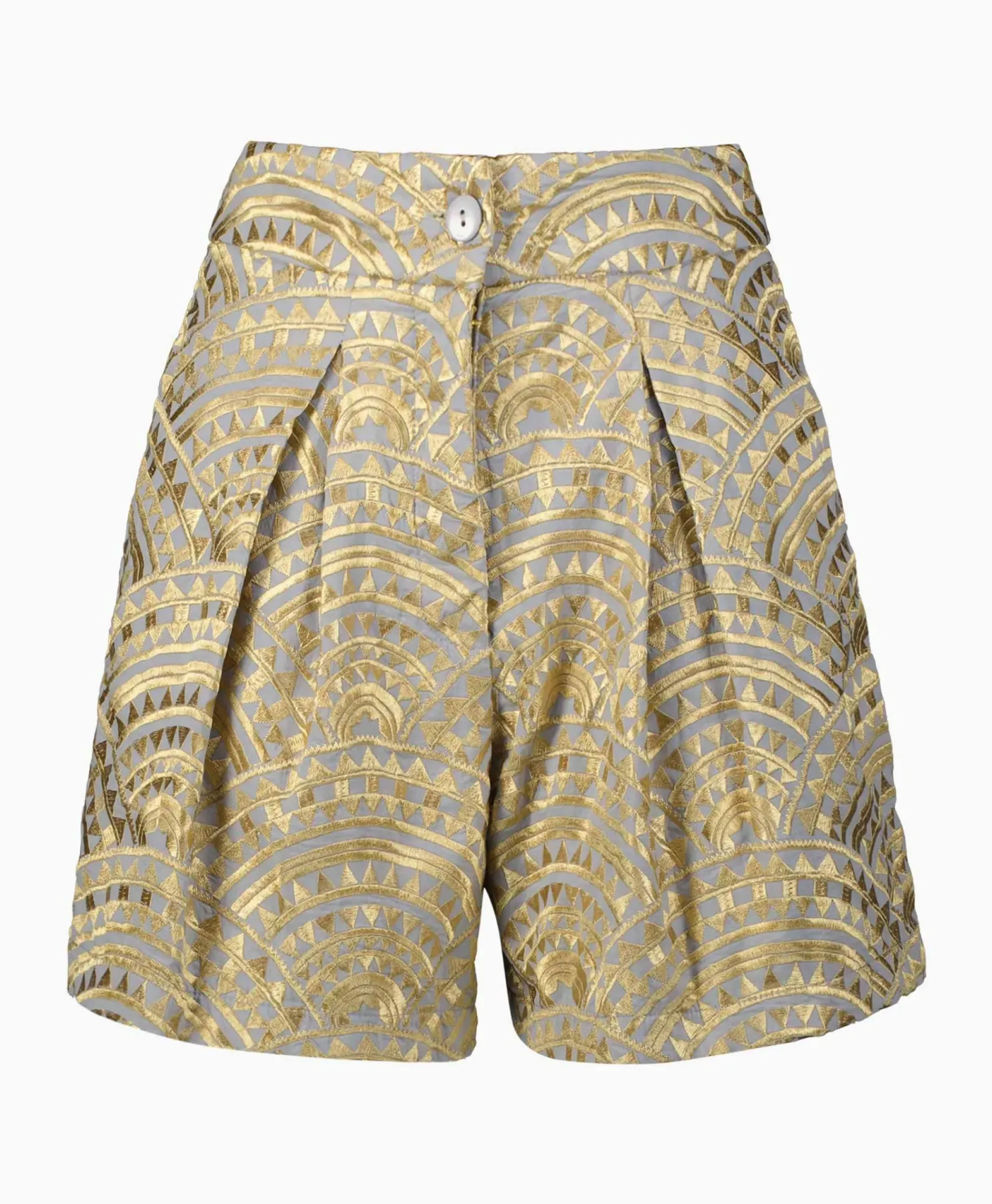 Broeken^Greek Archaic Kori Korte Broek All Over Pleates Licht Grijs