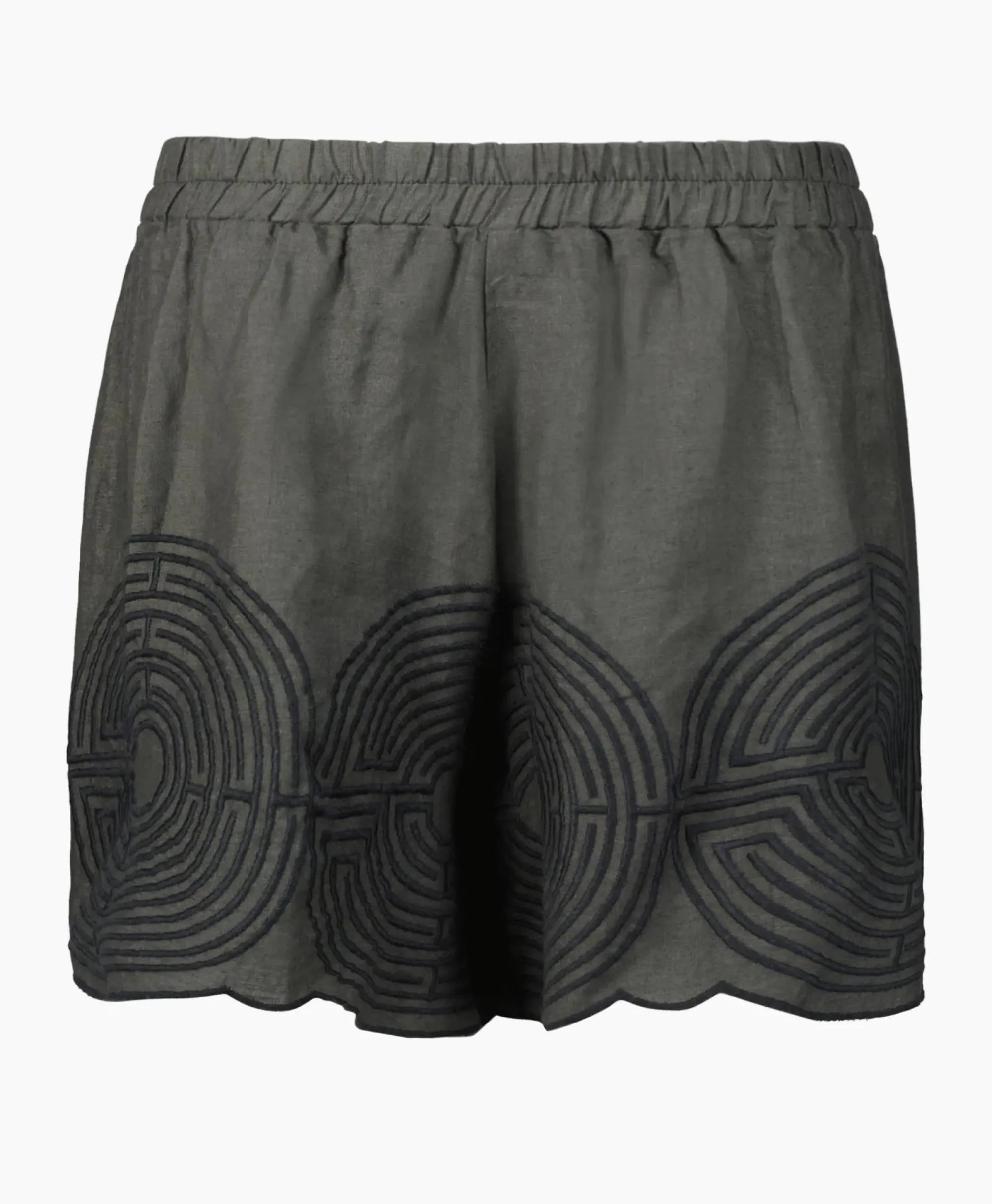 Broeken^Greek Archaic Kori Korte Broek Labyrinth Khaki