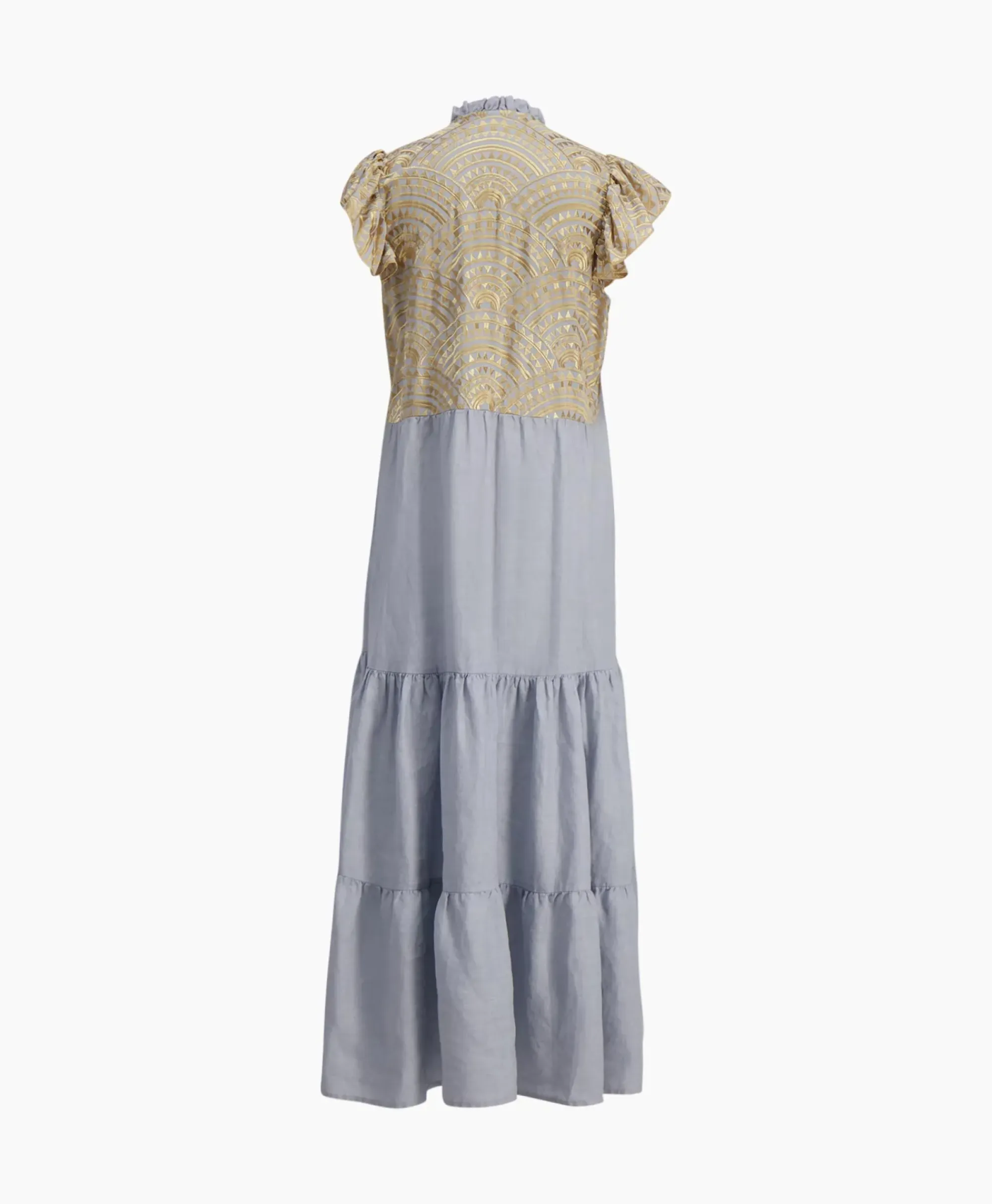 Bruiloftskleding^Greek Archaic Kori Maxi Jurk Long New All Over Sleeveless Ruffles Licht Grijs