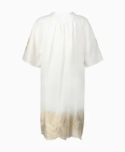Bruiloftskleding^Greek Archaic Kori Mini Jurk Short Labyrinth Bell Sleeve Wit