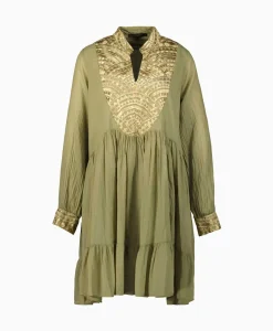 Bruiloftskleding^Greek Archaic Kori Mini Jurk Short New All Over Cotton Goud